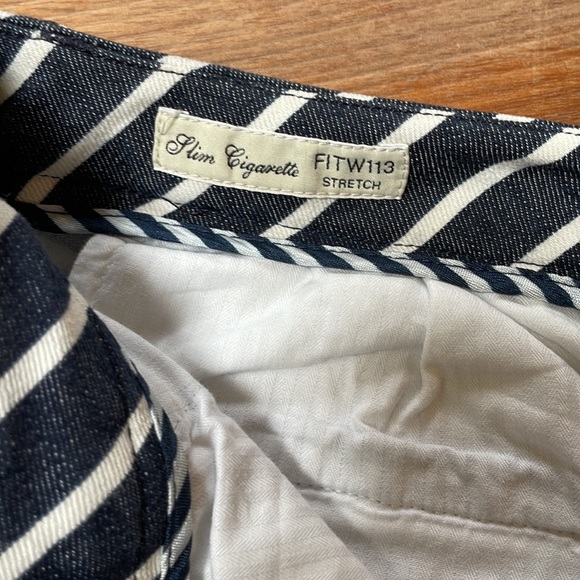 Weekend MaxMara slim cigarette blue and white striped pant - Picture 5 of 6